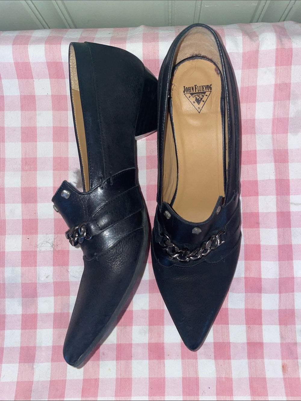 JOHN FLUEVOG BEATRIX TRUTH WITCHY BLACK LEATHER LOAFERS SZ 10